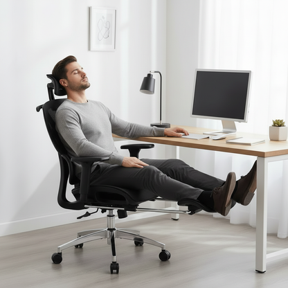 Chaise ergonomique E1PRO avec appui-tête 4D et soutien lombaire dynamique