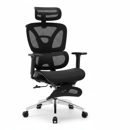 Chaise de bureau ergonomique Ergovian E1PRO, vue de face en noir mat